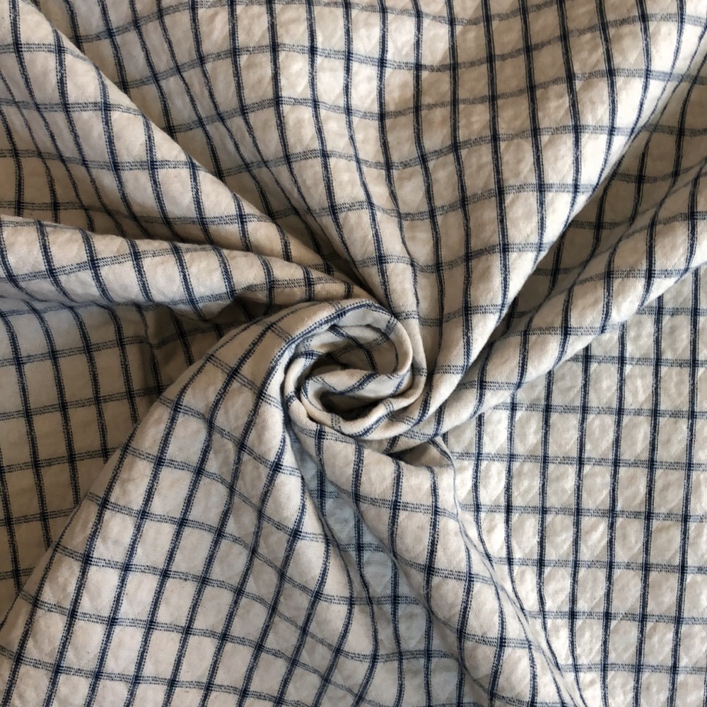 4 yards of gorgeous white and blue checked fabric